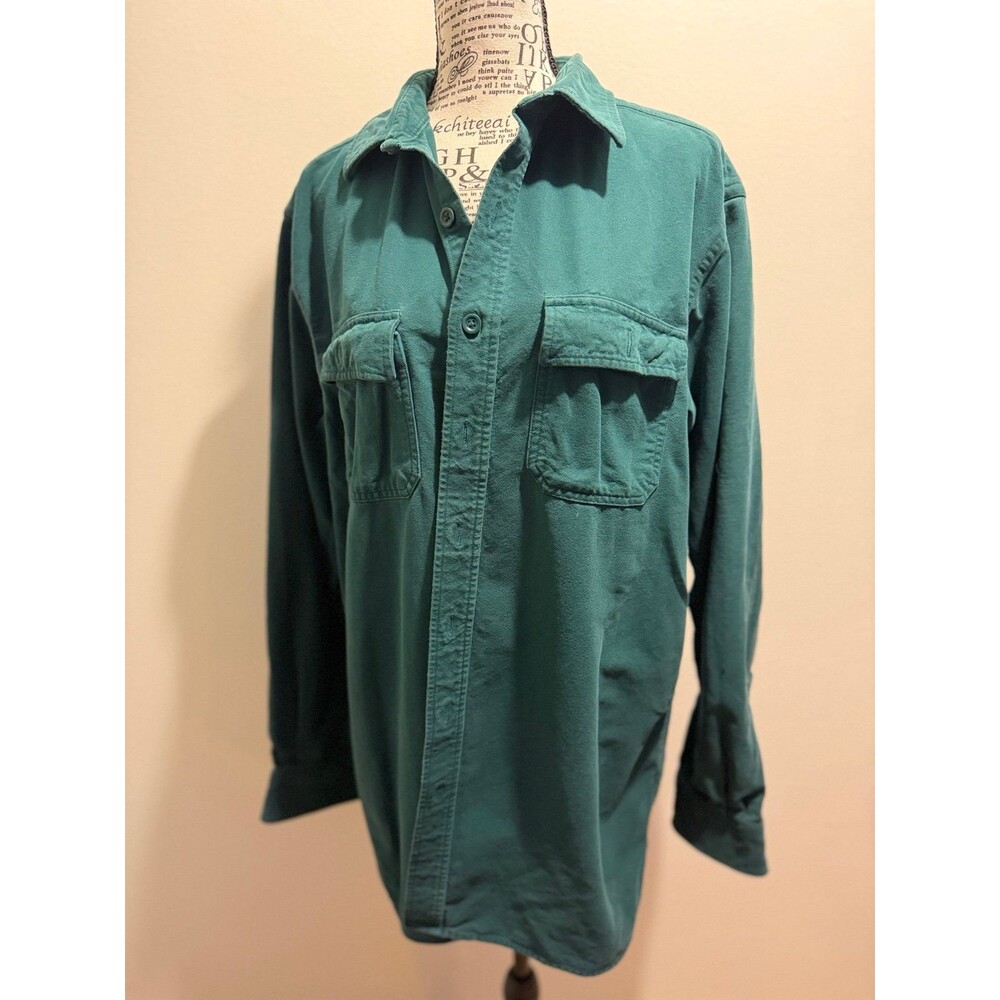 Vintage Preppy 90’s Y2K L.L.Bean Chamois Cloth Shirt L Tall Dark Green
